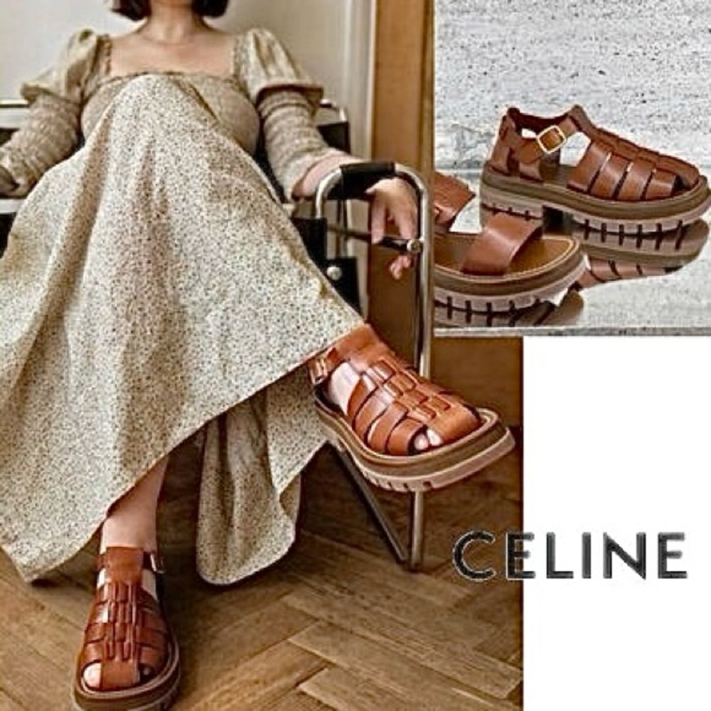 CELINE logo leather Chunky Sandals, Brand new, 41 ,sold out everywhere!